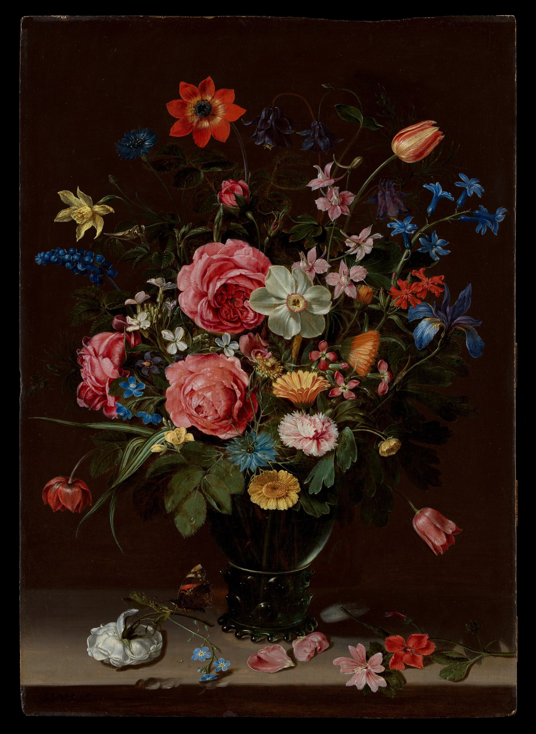 A Bouquet of Flowers by Clara Peeters, ca. 1612. Vintage botanical wall art.